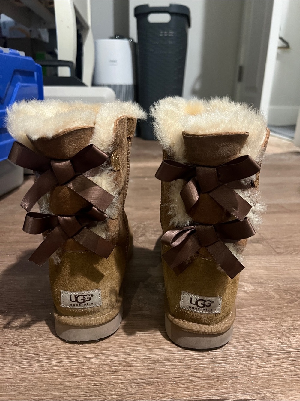 UGG Chestnut Suede Bow-Back Shearling Boots